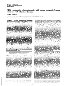 AIDS Epidemiology: Inconsistencies with Human Immunodeficiency Virus and with Infectious Disease PETER H