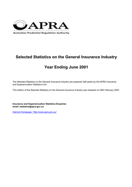 Selected Statistics on the General Insurance Industry Year