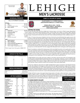 Men's Lacrosse Ranking Summary Thru Games 04/22/2018