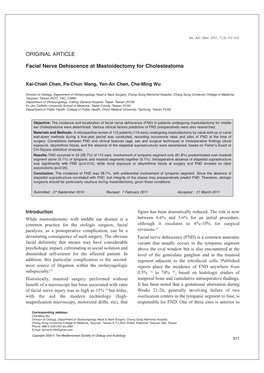 ORIGINAL ARTICLE Facial Nerve Dehiscence at Mastoidectomy For