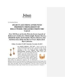 Julien's Auctions Announces Property from Joseff Of