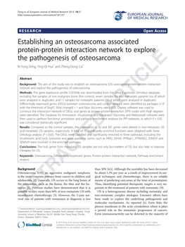 Establishing an Osteosarcoma Associated Protein-Protein Interaction Network to Explore the Pathogenesis of Osteosarcoma Rk to Ex