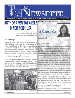 DMI Newsette, to Jesus Through Mary, Official Publication of The
