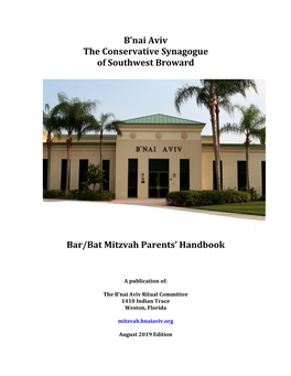 B'nai Aviv Bar/Bat Mitzvah Handbook