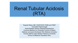 Renal Tubular Acidosis (RTA)
