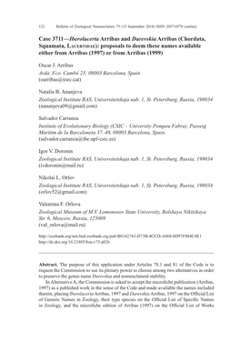 Case 3711—Iberolacerta Arribas and Darevskia Arribas (Chordata