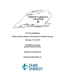 25 Annual Meeting North Carolina Chapter of the American Fisheries