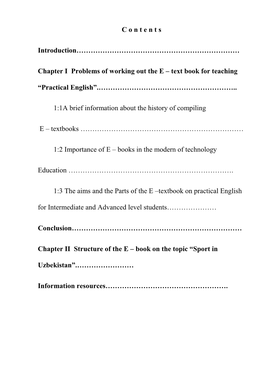 Chapter I Problems of Working out the E – Text Book for Teaching