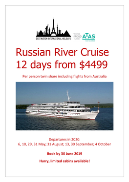 Russian River Cruise 12 Days from $4499