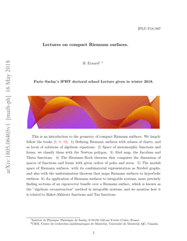 Arxiv:1805.06405V1 [Math-Ph] 16 May 2018 and Also with the Uniformization Theorem That Maps Riemann Surfaces to Hyperbolic Surfaces