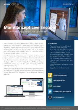 Mainconcept Live Encoder Real-Time Video Encoding for Every Screen Size