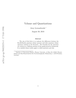 Volume and Quantizations