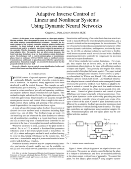 Adaptive Inverse Control of Linear and Nonlinear Systems Using Dynamic Neural Networks