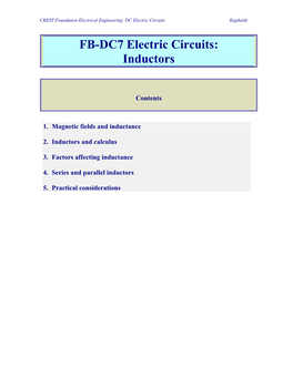 FB-DC7 Electric Circuits: Inductors