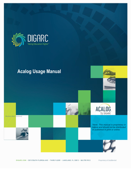 Acalog Usage Manual