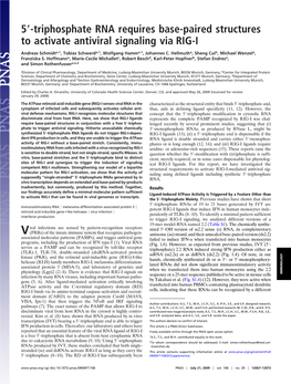 5 -Triphosphate RNA Requires Base-Paired Structures to Activate