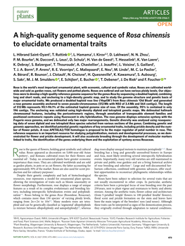 A High-Quality Genome Sequence of Rosa Chinensis to Elucidate Ornamental Traits