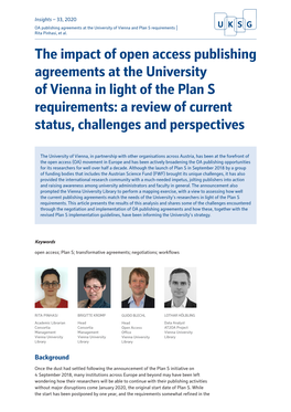 The Impact of Open Access Publishing Agreements at The