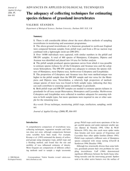 The Adequacy of Collecting Techniques for Estimating Species Richness Of