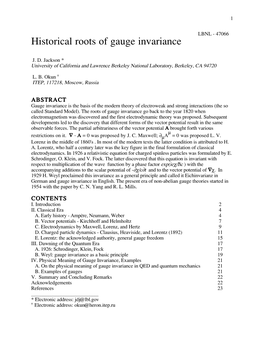 Historical Roots of Gauge Invariance