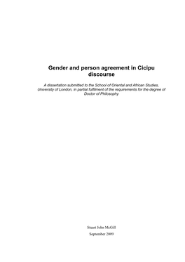 Gender and Person Agreement in Cicipu Discourse