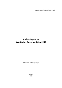 Archeologienota Westerlo – Boerenkrijglaan 209