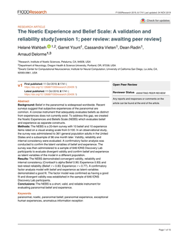 The Noetic Experience and Belief Scale: a Validation