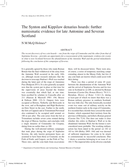 The Synton and Kippilaw Denarius Hoards: Further Numismatic Evidence for Late Antonine and Severan Scotland