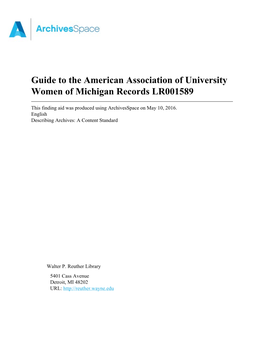 American Associatino of University Women of Michigan Records