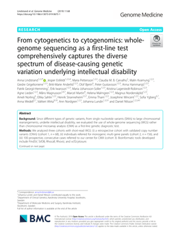 Whole-Genome Sequencing As a First-Line Test Comprehensively