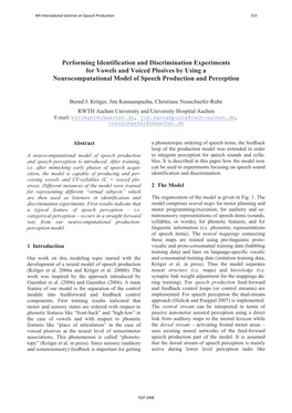 Performing Identification and Discrimination Experiments for Vowels and Voiced Plosives by Using a Neurocomputational Model of Speech Production and Perception