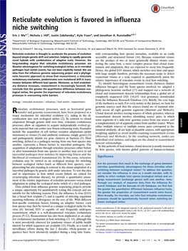 Reticulate Evolution Is Favored in Influenza Niche Switching