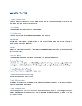 Weather Terms