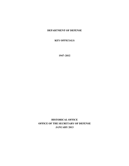 Department of Defense Key Officials 1947–2012