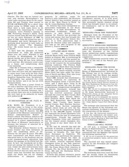 CONGRESSIONAL RECORD—SENATE, Vol. 151, Pt. 6 April 21, 2005 H.R