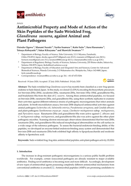 Antimicrobial Property and Mode of Action of the Skin Peptides of the Sado Wrinkled Frog, Glandirana Susurra, Against Animal and Plant Pathogens