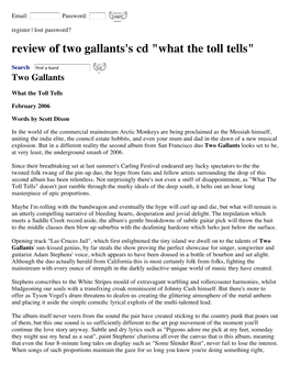 Review of Two Gallants's Cd 