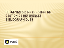 Panorama Comparatif De Logiciels De Gestion De Références