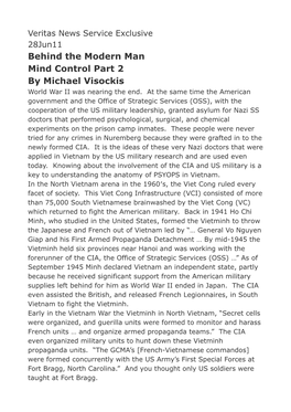 Behind the Modern Man Mind Control Part 2 by Michael Visockis World War II Was Nearing the End