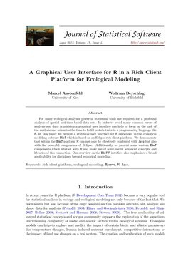 A Graphical User Interface for R in a Rich Client Platform for Ecological Modeling