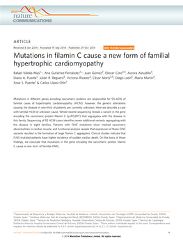 Mutations in Filamin C Cause a New Form of Familial Hypertrophic