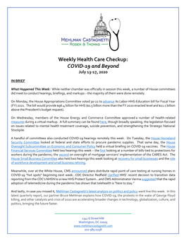 Weekly Health Care Update:COVID-19 and Beyondjune