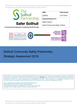 Solihull Community Safety Partnership: Strategic Assessment 2018