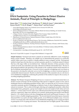 DNA Footprints: Using Parasites to Detect Elusive Animals, Proof of Principle in Hedgehogs