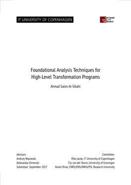 Foundational Analysis Techniques for High-Level Transformation Programs