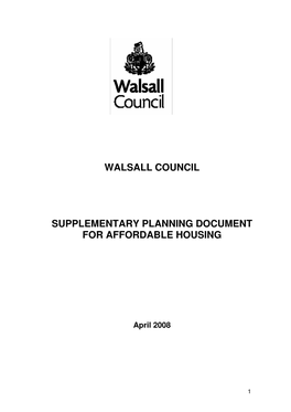 Walsall Council Supplementary Planning Document for Affordable Housing