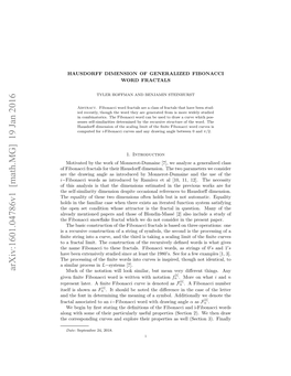 Arxiv:1601.04786V1 [Math.MG] 19 Jan 2016 Much of the Notation Will Look Similar, but Mean Very Diﬀerent Things