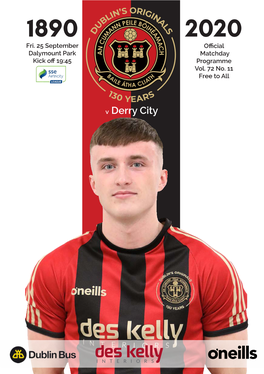 V Derry City Bohemian FC 1890 - 2020 Celebrating 130 Years