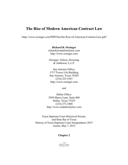 The Rise of Modern American Contract Law
