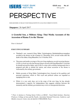 Thai Media Accounts of the Accession of Rama X to the Throne